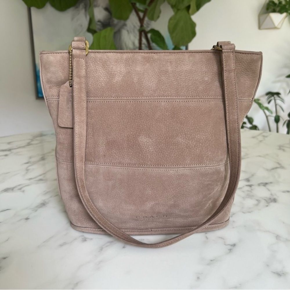 COACH Vintage Nubuc Tribeca Shopper Shoulder Bag 4393 Grey Taupe Nubuck 90's USA